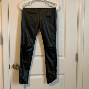 High waisted faux leather leggings, open knees